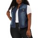 thumbnail image 1 of Women's Plus Size Trucker Vest Zipper Front Sleeveless Denim Vests Blue 2X, 1 of 7