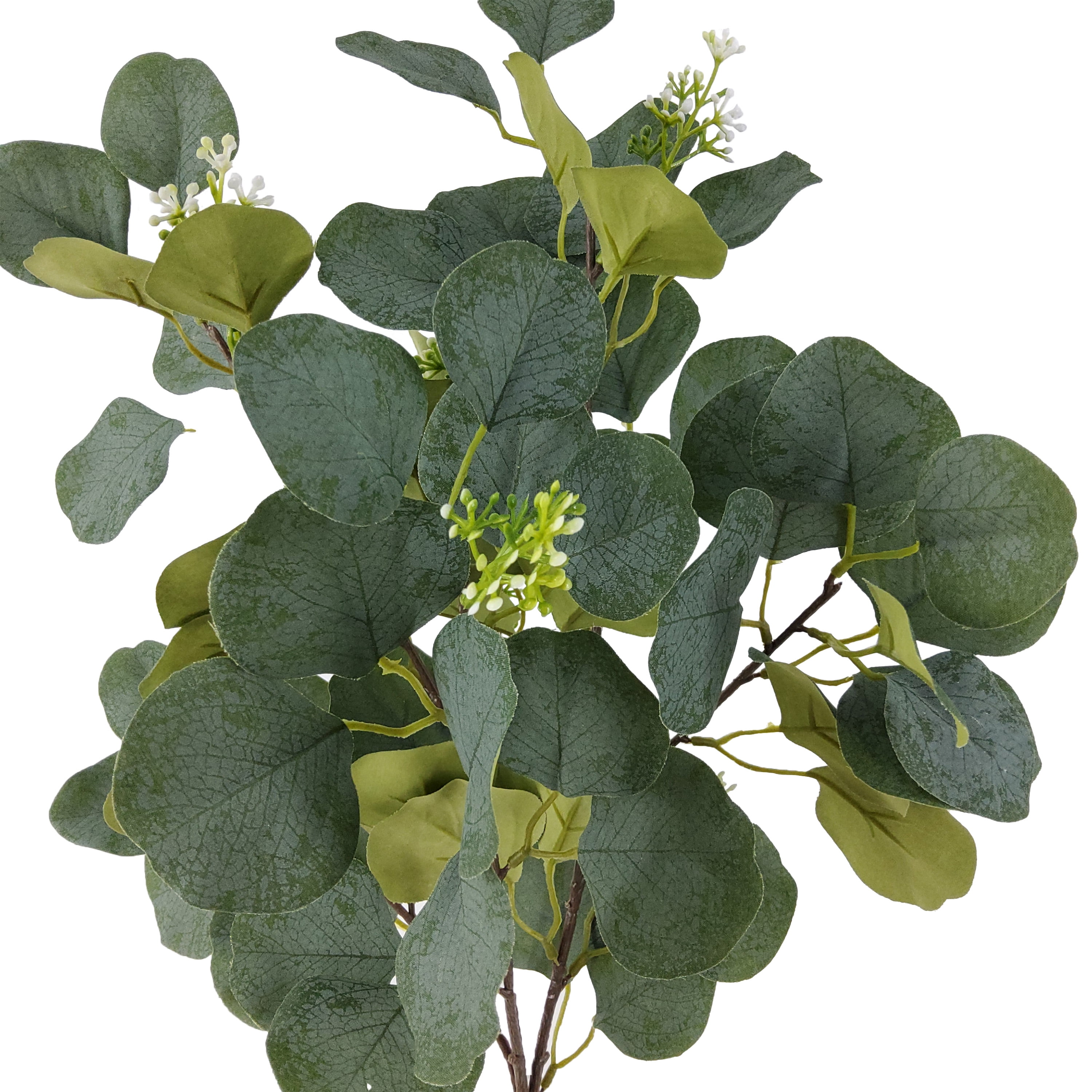 (2 pack) Mainstays 17.5in Indoor Artificial Eucalyptus Bush, Green Color. Weight: 0.11lb. Not in Pot.