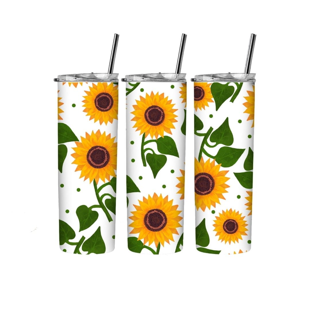 Ready To Press Sunflower Sublimation 20 oz Straight Tumbler Heat Press Wrap