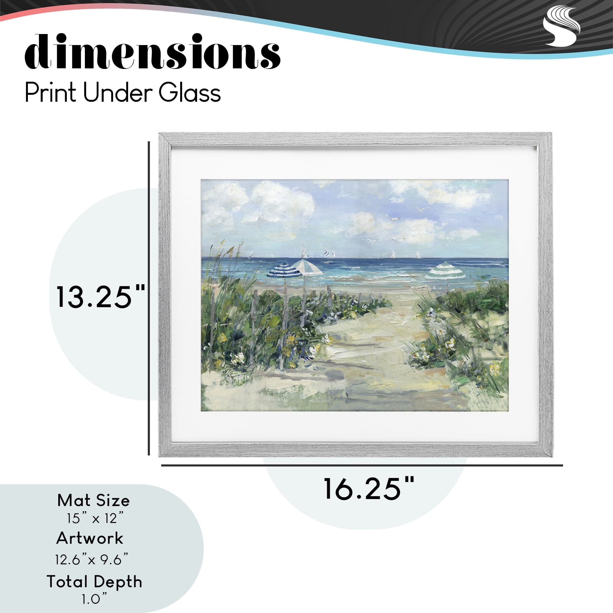 Stupell Industries Seaside Path To Striped Umbrellas Gray Framed Print Under Glass, design by Sally Swatland