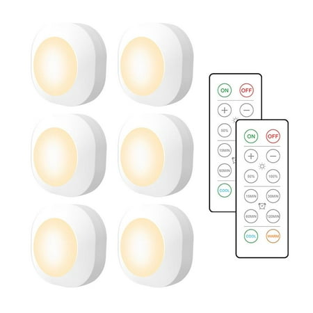 

6pcs Cabinet Light Sticky Compact Remote Controlling Compact Puck Lamp