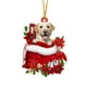 thumbnail image 1 of pstuiky Preciosa etiqueta navideña con flores y perro, adornos navideños, colgante para árbol de Navidad, decoración de árbol de Navidad estilo cabaña, árbol de Navidad verde, 1 of 4