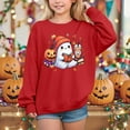 thumbnail image 2 of CAUYDY Hoodies for Girl Fall Winter Halloween Tops Ghost Pumpkin Graphic Sweatshirts Long Sleeve Pullover Blouse(Red,6Y), 2 of 5