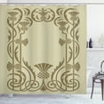 thumbnail image 1 of Art Nouveau Shower Curtain, Botanical Framework with Pineapples Exotic Nature Inspired Antique Look, Fabric Bathroom Set with Hooks, 69W X 84L Inches Extra Long, Sage Green Sepia, by Ambesonne, 1 of 3