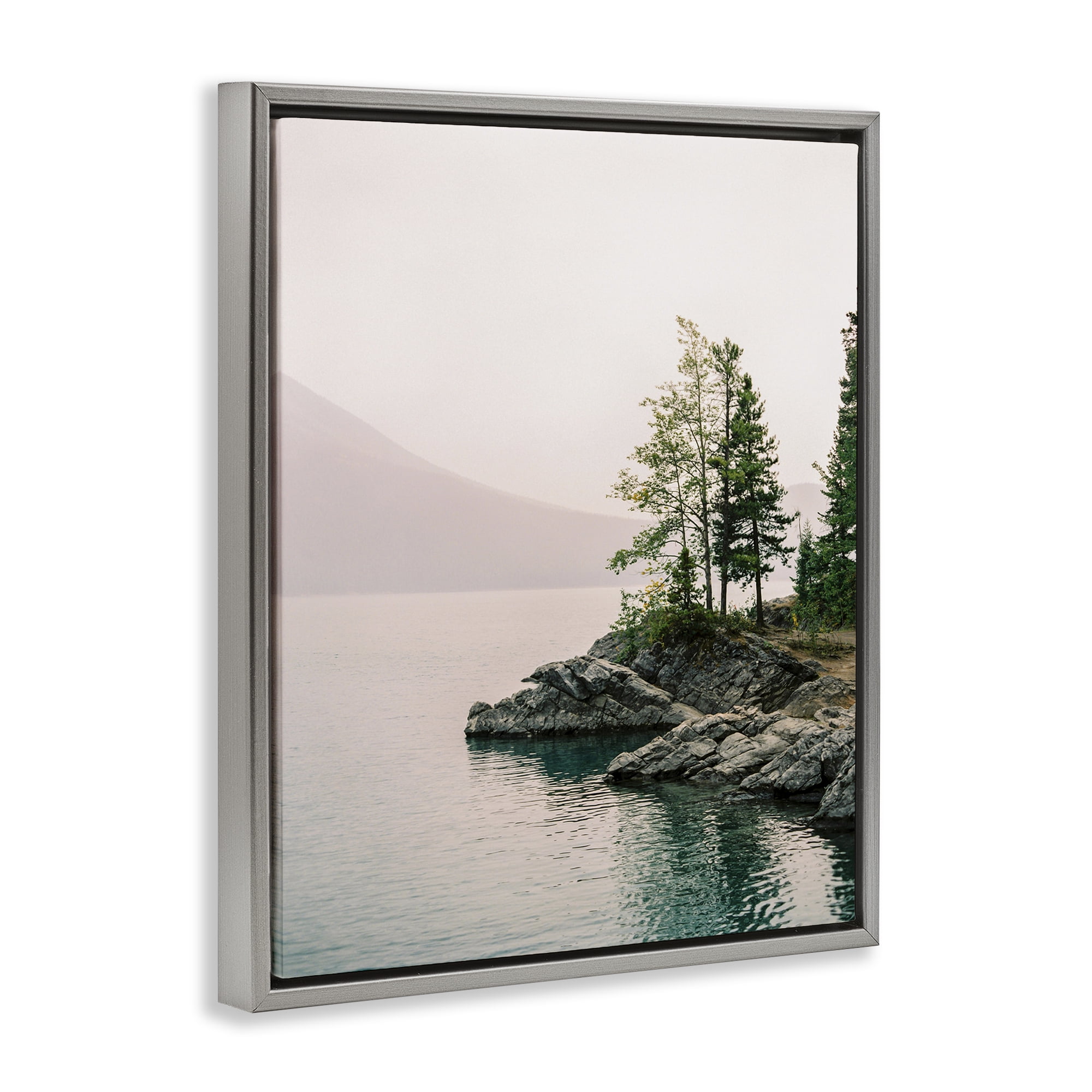 Stupell Industries Rocky Inlet Cove Landscape Photography Gray Floater Framed Art Print Wall Art, 25 x 31