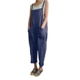 thumbnail image 4 of DYMADE Women Summer Linen Baggy Pullover Pockets Sleeveless Ankle-Length Jumpsuits, 4 of 8