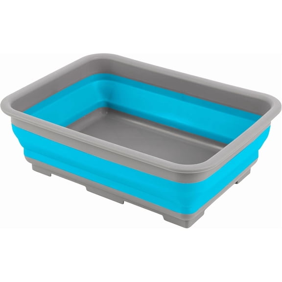 Collapsible Bucket for Cleaning - 7.27L Foldable Wash Bin Dish Tub - Collapsible Wash Basin or Camping Sink for Beach, Tailgating, or Soaking Laundry - Cleaning Supplies by  (Blue)