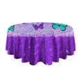 thumbnail image 5 of Purple Butterfly Leopard Pattern Round Tablecloth 60"x60",Wrinkle Wipeable Table Cloth for Kitchen Dining Room Picnic Patio Party, 5 of 6