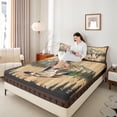 thumbnail image 4 of Homewish Female Men Women Mallard Duck Twin Sheet Sets 3pcs,Jungle Animal Twin Fitted Sheet Microfiber,Vintage Cabin Breathable Flat Sheet,Breathable Home Decor, 4 of 7