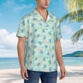 thumbnail image 3 of Sikiie Sea Turtle Print Men's Hawaiian Shirt, Summer Beach Button Pocket Short Sleeve T-Shirt,Large, 3 of 7