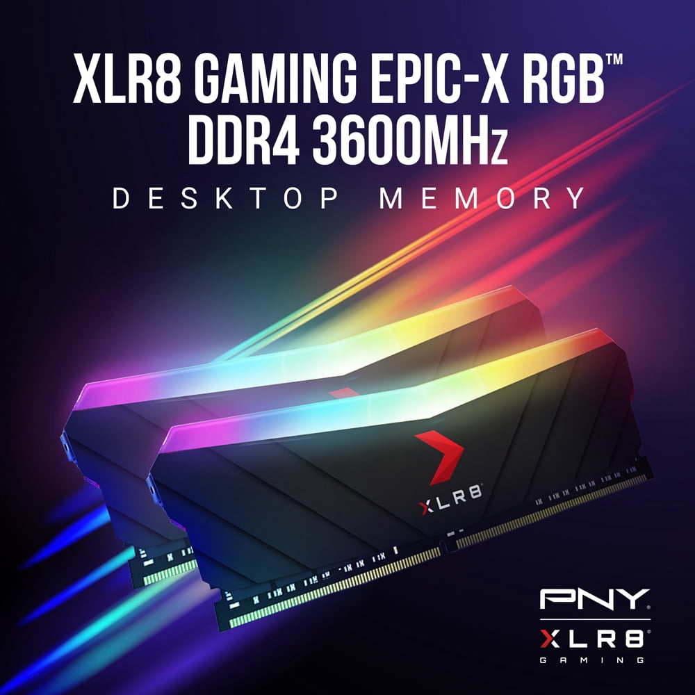 PNY XLR8 Gaming 16GB (2x 8GB) EPIC-X RGBTM DDR4 3600MHz CL18 1.35V (XMP Compatible) Desktop Memory Kit