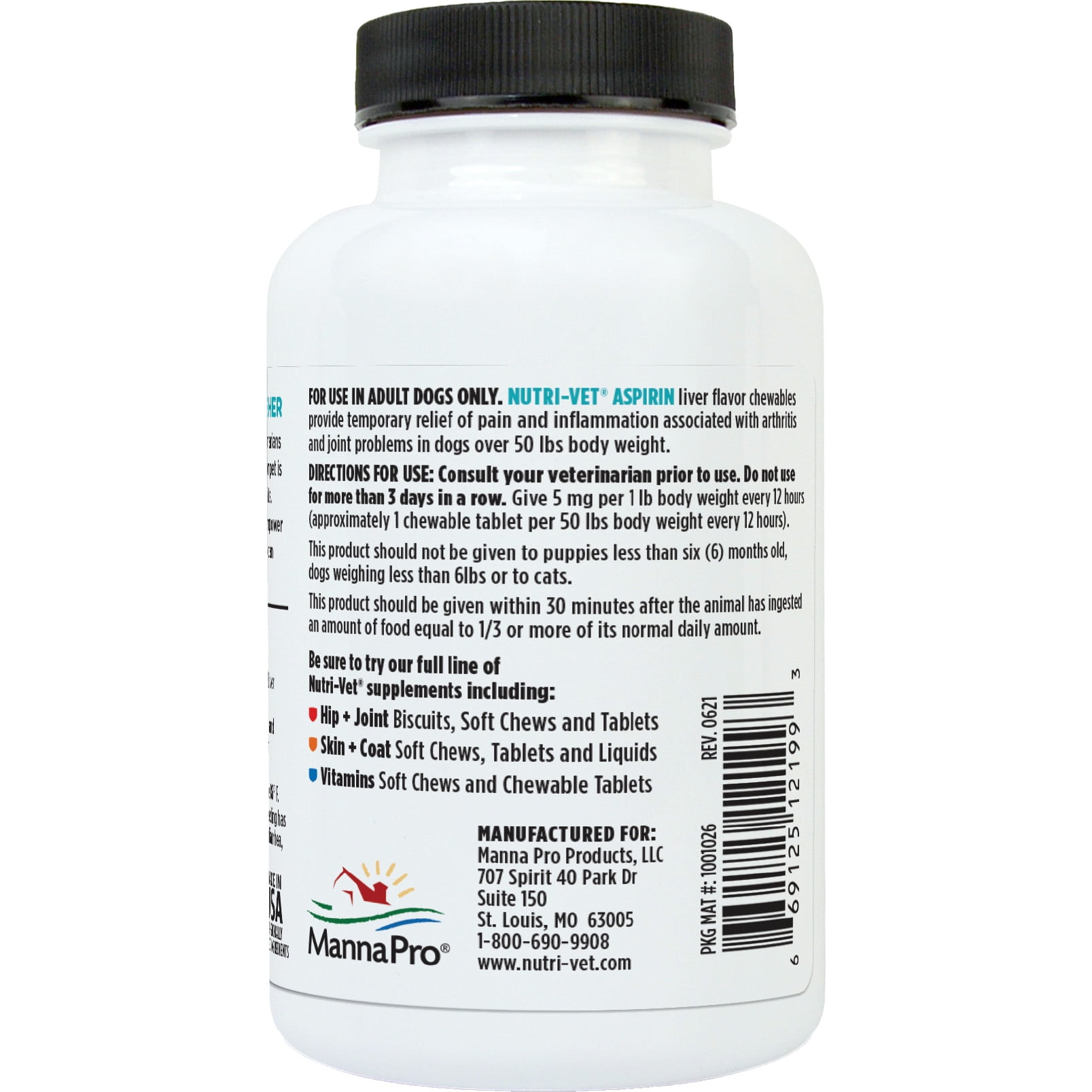 Nutri-Vet Aspirin for Dogs - Medium to Large Dogs - 300mg - 75 count