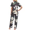 thumbnail image 3 of INSPIRE CHIC Women's Pajama Sets Button Down Shirt with Long Pants 2 Pcs Nightwear Sleepwear L Black, 3 of 5