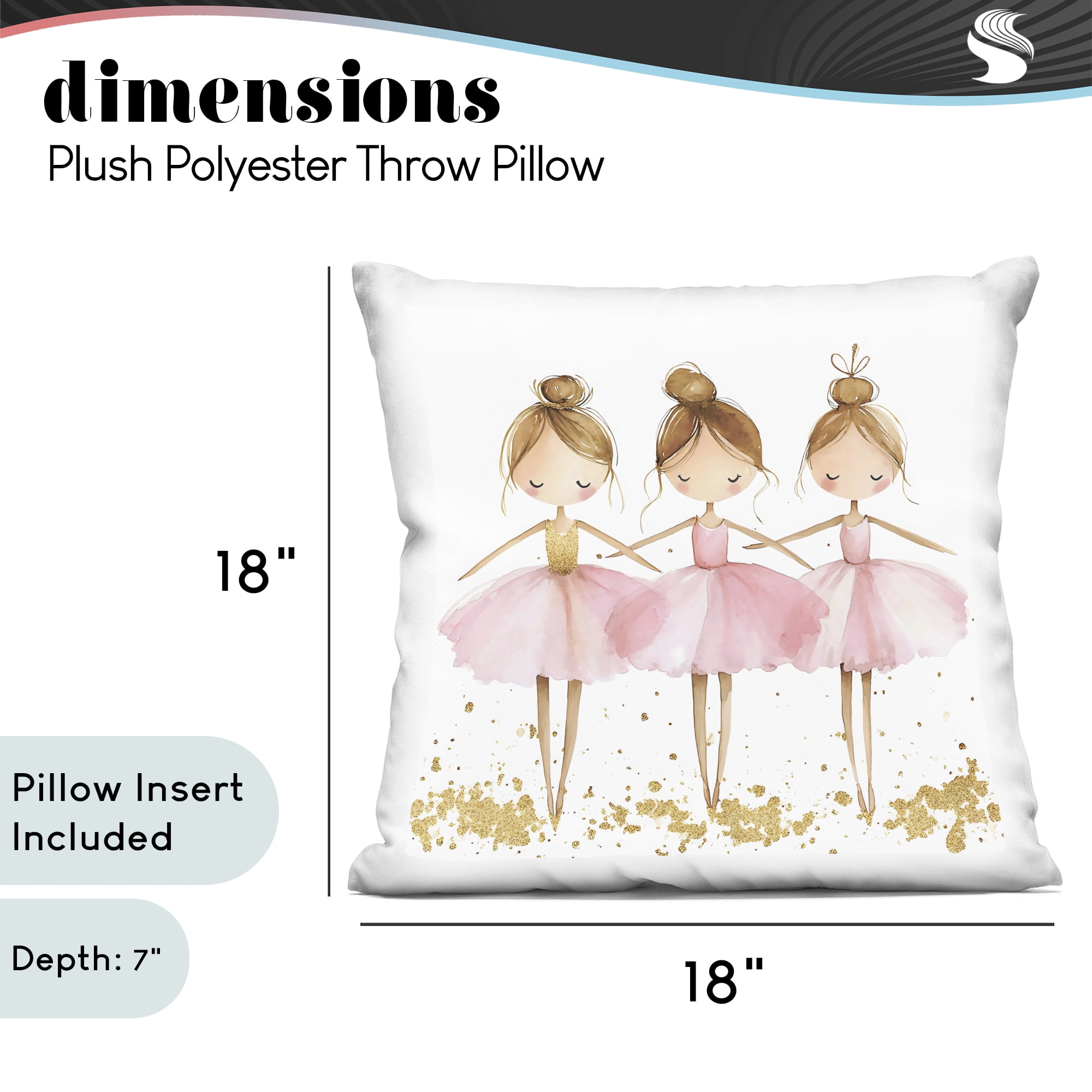 Stupell Industries Ballerina Trio in Pink Tutus Decorative Printed Throw Pillow, design by Creative Studio