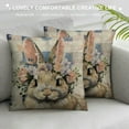thumbnail image 3 of HENGT  Easter Decorative Cozy Soft Luxury Throw Pillowcase Covers Cute Rabbit Plants Roses Flowers Wreath Orange Buffalo Plaid Square Zipper Cushion Case for Couch Auto Bedroom, 3 of 5