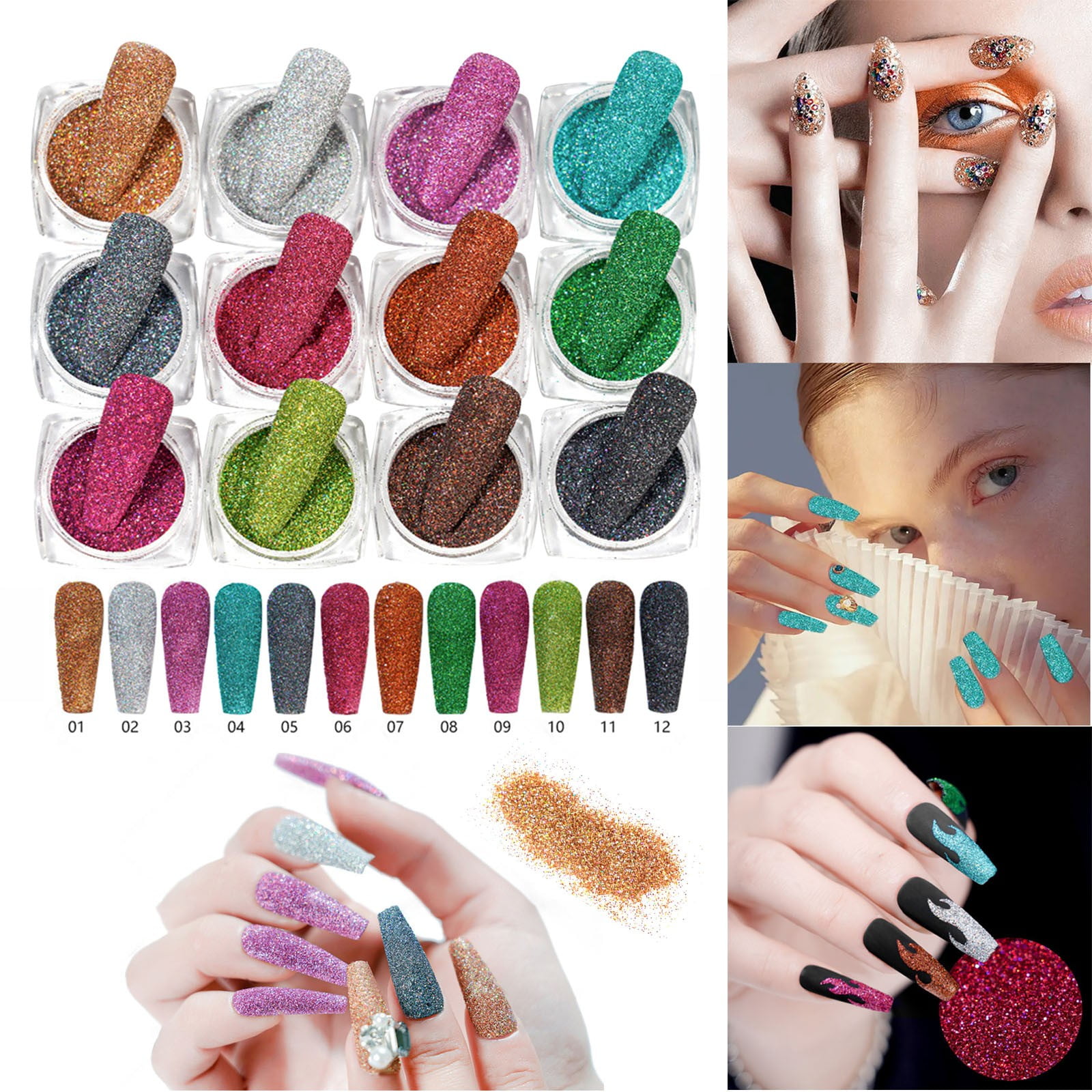 duhgbne nail flash diy 12 color nails golden green onion powder diy