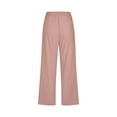 thumbnail image 4 of Capri Pants for Women Spring Summer Cotton Linen Straight Wide Leg Loose Drawstring Elastic Waist Cropped Trouser Light pink XL, 4 of 7