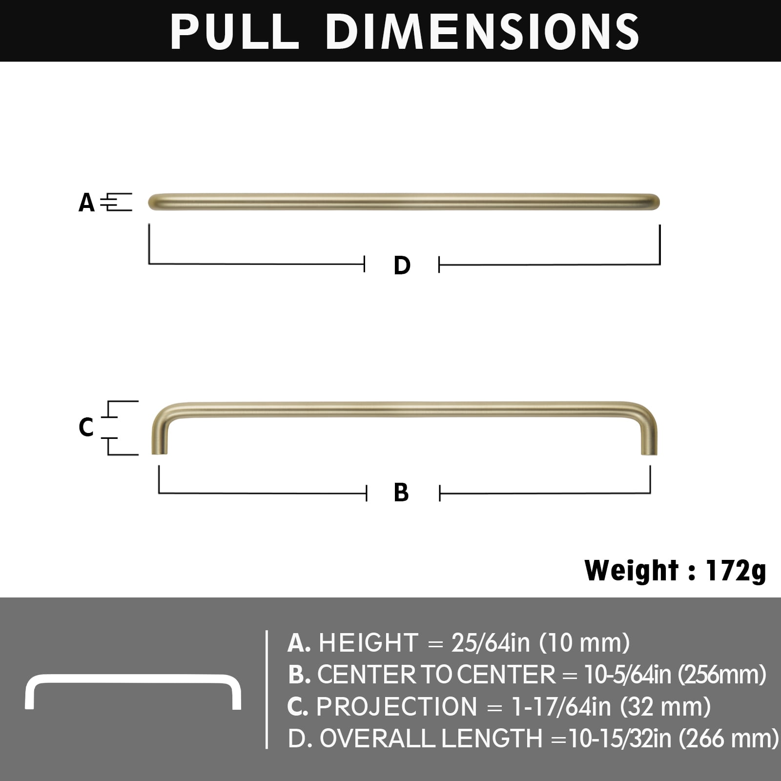 Goo-Ki 12 Pack Light Brushed Brass Cabinet Handles Widened, 10''(256mm) Hole Center Cabinet Pulls for Drawer,Dresser,Cupboard Wardrobe, (7385)