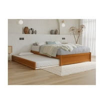 Full Panel Bed w/ Twin Trundle - Light Toffee - 78" x 78" - 800lb Capacity - Easy Glide