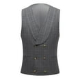 thumbnail image 3 of 3 Piece Suit Men Slim Fit Men's Suits Double Breasted Suits for Men Blazer Solid Wedding Party Suit + Vest + Pants Suit, 3 of 8