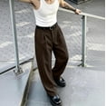 thumbnail image 2 of Nestiefly Men's Baggy Casual Dress Pants Wide Leg Pants Old Money Pleated Loose Relaxed Fit Slacks Business Trousers Brown XL, 2 of 7