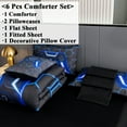 thumbnail image 4 of RYNGHIPY Boys Full Size Blue Gaming Comforter Set 6Pcs Bed in a Bag Gamer Bedding Comforter with Sheets Set for Kids Teens Women Men-All Seasons (Blue, Full), 4 of 8