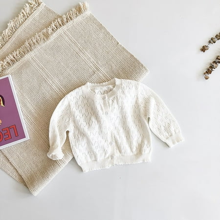 

Stamzod Kids Baby Girls Cardigan Sweaters Hollow Out Long Sleeve Infant Coats Button Down Solid Knit Toddlers Outerwear for Sping Fall on Sale