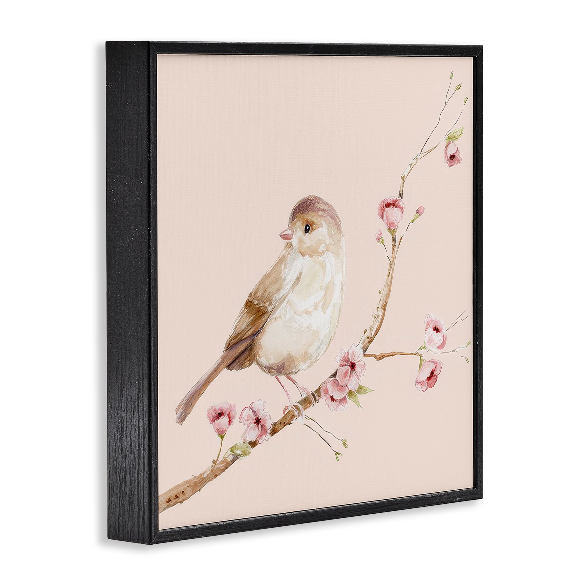 Sweet Brown Bird Perched Black Framed Giclee Art, design by Lisa Wehmeyer