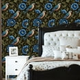 thumbnail image 6 of Peel and Stick Wallpaper Blue Birds Floral Dark Wall Mural 23.6in x 9.8ft Self Adhesive Removable Wall Paper Renter Friendly Wallpaper for Nursery Bedroom Cabinets, 6 of 8