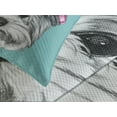 thumbnail image 4 of Ambesonne Yorkie Quilted Bedspread Set 3 Pcs, Headphones Music Dog, Queen Size, Pale Blue White, 4 of 5