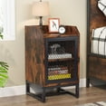 thumbnail image 1 of Tribesigns Industrail Nightstand with Mesh Door, Rustic Bedside Table with Storage Cabinet, Tall Side Table for Living Room, Bedroom, 1 of 7