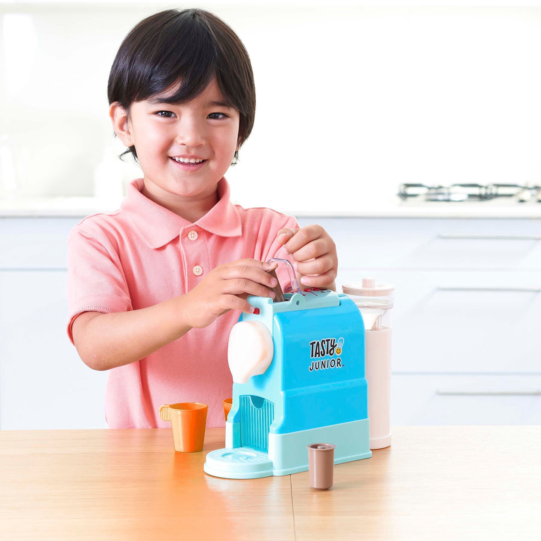 Tasty Jr – Kids Pretend Play Toy Coffee Maker Set w/ Lights & Sound - Ages 3+