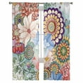 thumbnail image 3 of Boho Floral Sheer Curtains 72 Inches Long 2 Panels Set, Window Sheer Curtains for Living Room/Bedroom, Bohemia Colorful Mandalas Botanical Flower Light Filtering Rod Pocket Curtain 52'' x 72'' x 2, 3 of 7