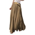 thumbnail image 4 of Ygbgbb Women's 2026 Summer Casual Maxi Skirt High Waisted Boho Flowy A-Line Skirt with Belt Fashion Solid Long Skirt for Beach Party and Everyday Wear Coffee M, 4 of 6