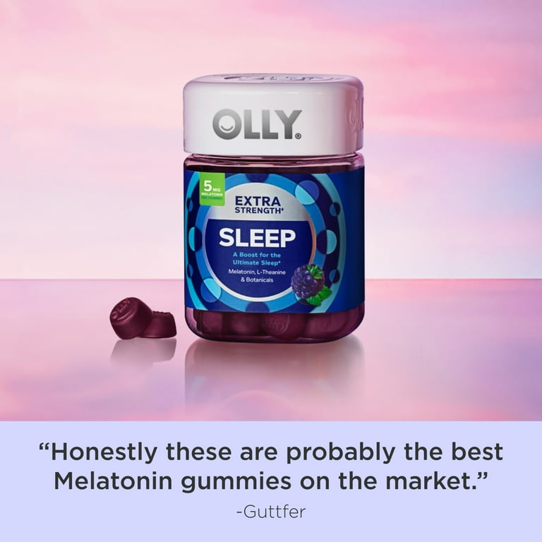 OLLY Extra Strength Sleep Gummy Supplement, 5mg Melatonin, L Theanine, Blackberry Flavor, 50 Ct