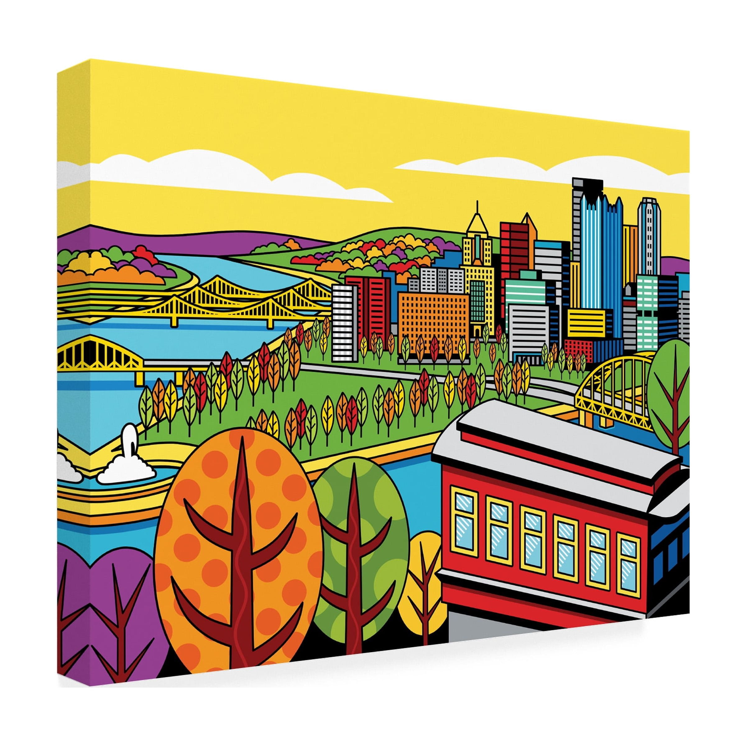 Ron Magnes 'Pittsburgh Incline Autumn Pop' Canvas Art