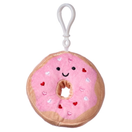 American Greetings 6.5 in. Valentine's Day Plush Donut Backpack Clip for Kids (1-Count)
