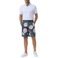 thumbnail image 2 of INSPIRE CHIC Floral Printed Shorts for Men's Flat Front Button Down Zipper Business Flower Pattern Shorts 30 Dark Green, 2 of 5