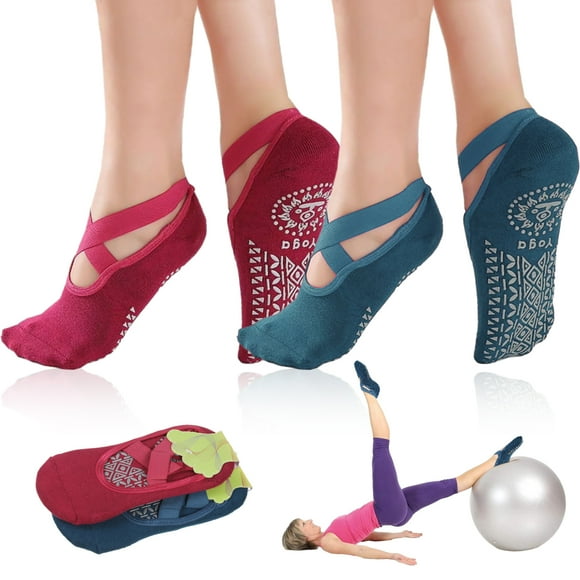 Lot De 2 Paires De Chaussettes De Yoga Antidérapantes Pour Femme