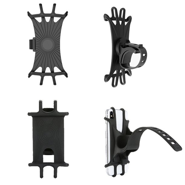 Titular De Teléfono De Bicicleta Soporte para teléfono de bicicleta Soporte de soporte GPS para bicicleta de motocicleta de silicona (negro) Likrtyny Libre de BPA