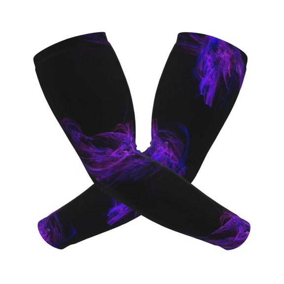 Cooling Compression Arm Sleeves Black Purple Abstract Sun Protection Sport Arm Sleeves For Men Women Baseball Basketball Running