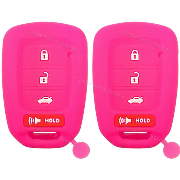 Silicone Rubber Cover Case Protector Fob Entry for Honda Accord CR-V Civic key (pink and pink)