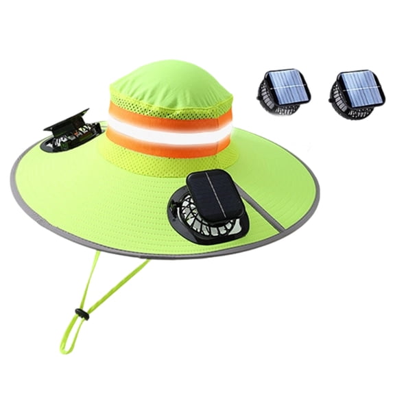 1 Set Solar Fan Hard Hat Sun Shade, 2026 Outdoor Fishing Hat Sun Visor for Men Women, Construction Work Accessories Full Brim Mesh Sunshade with Reflective Strip
