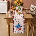 thumbnail image 2 of Patriotic USA Flag Table Runner - 48 Inch Long Memorial Blue Red Freedom Lines Cotton and Linen Blended Dress Scarves Farmhouse Table Runner for Kitchen Dining, Coffee Table, 13" x 48", 2 of 8