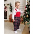 thumbnail image 3 of Cjfdfy Toddler Baby Boy Girl Christmas Overalls Outfit Plaid Print Adjustable Straps Sleeveless Jumpsuits Infant Cute My First Christmas Fall Winter Clothes 0-3Y, 3 of 9