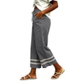 thumbnail image 5 of Karymi Workout Shorts Women Elastic Drawstring High Waist Wide Leg Pants, Solid Double Layer Hollow Eyelet Lace Trim Hem Full Length Trousers with Pockets Athletic Shorts for Women, 5 of 6