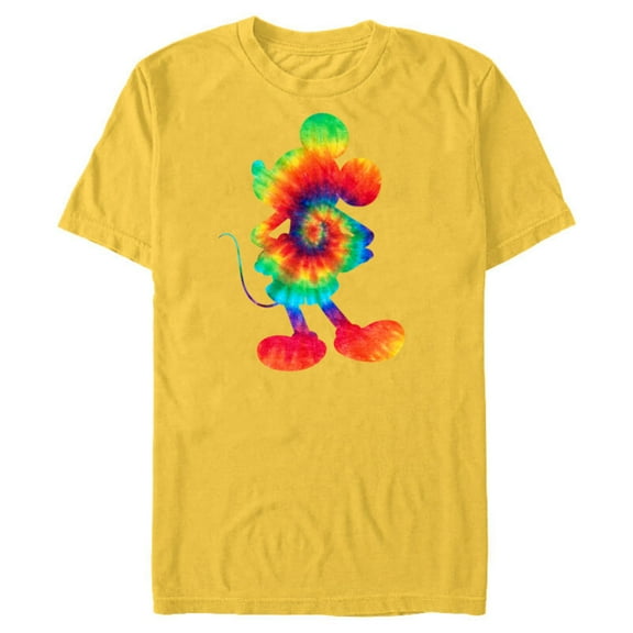 Disney Mickey Mouse Tie Dye Silhouette - Short Sleeve Blended T-Shirt for Adults - Customized-Yellow