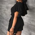 thumbnail image 5 of Woman Summer Outfits 2 Piece Set for Women Clothing Set Female V-Neck Short Sleeve Tops Pants Sets Long Pant Style S_287 Women's Tracksuits Black S, 5 of 9