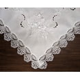 thumbnail image 3 of Doily Boutique Tablecloth or Table Topper Square Embroidered with Gray, Silver, and White Roses on Fabric with Lace Size 37 inches, 3 of 3