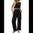 thumbnail image 3 of Conjunto de Dos Piezas de Verano para Mujer, Sin Mangas, con Tirantes Finos, Espalda Abotonada y Pantalones Anchos de . Negro XL, 3 of 10